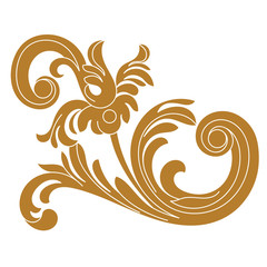 Golden vintage baroque ornament, corner. Retro pattern antique style acanthus. Decorative design element filigree calligraphy vector