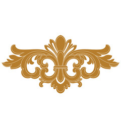Golden vintage baroque ornament, corner. Retro pattern antique style acanthus. Decorative design element filigree calligraphy vector