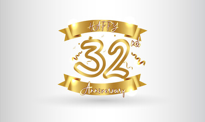 Anniversary celebration background. with the 32nd number in gold and with the words golden anniversary celebration.