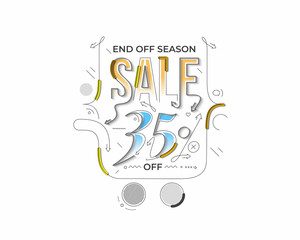 35% OFF Sale Discount Banner. Discount offer price tag.  Vector Modern Sticker Illustration.