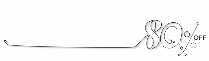 80% OFF Sale Discount Banner. Discount offer price tag.  Vector Modern Sticker Illustration.