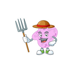 Mascot design style of Farmer tetracoccus with hat and pitchfork