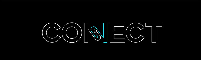 Connect Calligraphic line art Text  Banner Poster vector illustration Design.