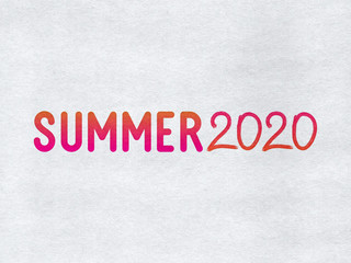 Fototapeta na wymiar Colorful “Summer 2020” on a paper background 