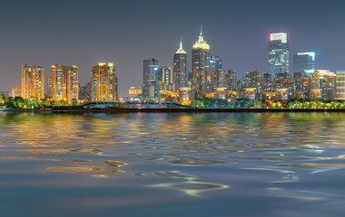 Obraz premium Night view of Suzhou Industrial Park, Jiangsu Province, China