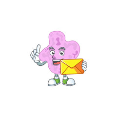 Cute face tetracoccus mascot design bring brown envelope