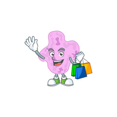 cartoon character concept of rich tetracoccus with shopping bags
