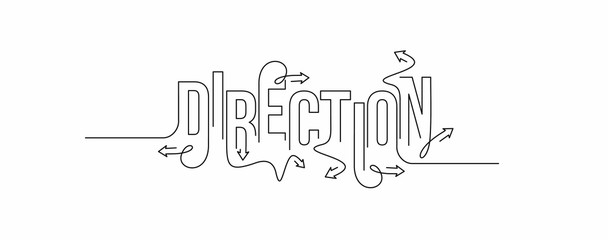 Direction Calligraphic line art Text banner poster vector illustration Design.