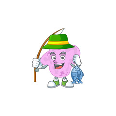 A Picture of tetracoccus fisher mascot design catch a fish