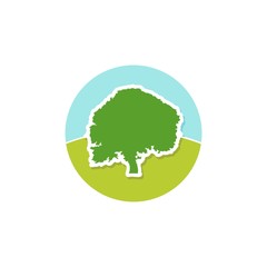 Green tree with leaves logo isolated on white background