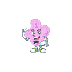 A tetracoccus waiter cartoon character ready to serve