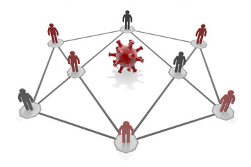 Virus infection range. Keep a distance from people. 3D rendering