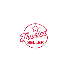 Trusted seller stamp vector logo design with handwritten text and star isolated on white background good for your website, micro blogging, marketplace icon