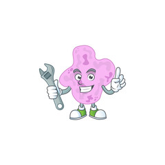 A mechanic tetracoccus mascot character fix a broken machine