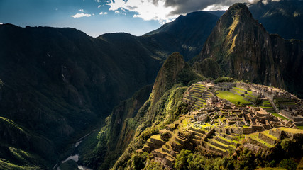 view over machu picchu in the afternoon