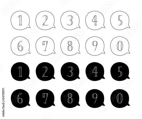 手描きの数字のイラストのセット シンプル かわいい Black Wall Mural Bla Yugoro