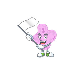 Cute cartoon character of tetracoccus holding white flag