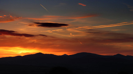 sunset over the mountains