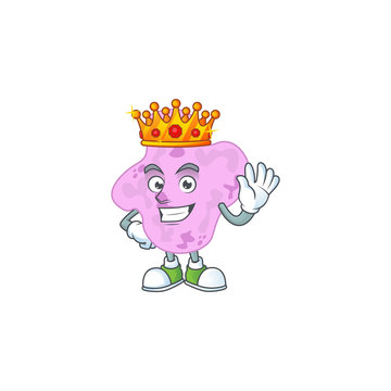 The Charismatic King of tetracoccus cartoon character design wearing gold crown