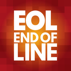 EOL - End of Line acronym, technology concept background