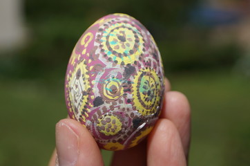 Hand painted Easter eggs. They were painted with tempera
