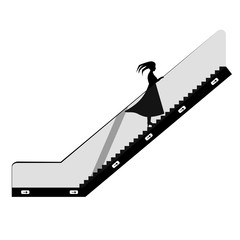 Girl on a moving escalator
