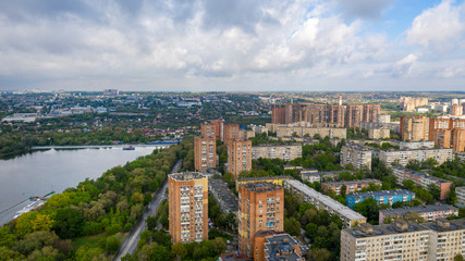 Fototapeta premium Rostov-on-Don aerial view. Panorama of the city of Rostov on Don, Voroshilovsky District