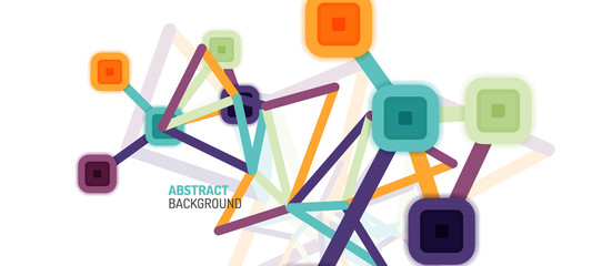 Abstract square dot connections, flat style multicolored geometric background for Wallpaper, Banner, Background, Card, Book Illustration, landing page or poster design