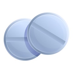 Round pills icon. Cartoon of round pills vector icon for web design isolated on white background