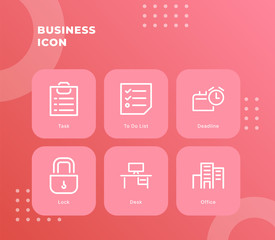 Business icon set collection package with red theme modern flat vector illustration for investment business.