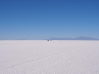 The world's largest salt flat, Uyuni Salt Flat, Salar de Uyuni, Bolivia. Copy space for text