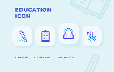 Education icon set with line style duo tone color modern flat vector