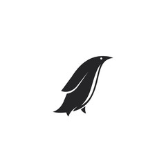 Minimalistic penguin logo design. Black side view penguin silhouette isolated on white background. Vector illustration.