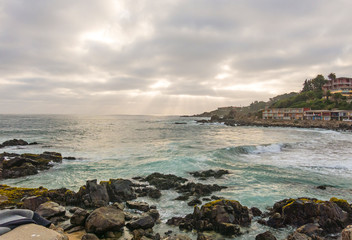 General image of the Pacific Ocean coast, from the tourist town of Las Cruces, on the Chilean coast.