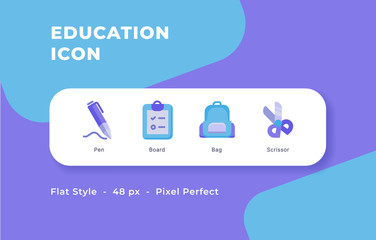 Education icon set with modern flat style vector