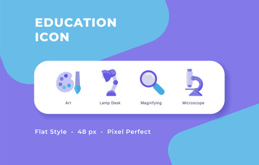 Education icon set with modern flat style vector