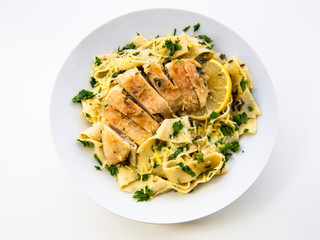 Italian lemon chicken piccata creamy pappardelle