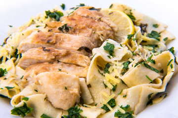 Italian lemon chicken piccata creamy pappardelle