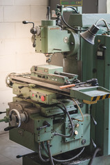 The retro Milling machine in the workshop.