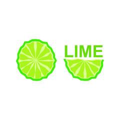 Obraz premium Lime lemon citrus fruit logo icon sign Fresh green cut symbol Modern geometric design Fashion print for clothes apparel greeting invitation card picture banner poster music flyer websites Vector