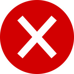 Cross icon. Red wrong mark.