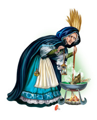 sorceress cooks a potion