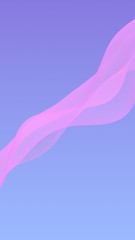 Pink wave on blue sky abstract background. Fluttering pink scarf. Waving on wind pink fabric. Vertical orientation. 3D illustration