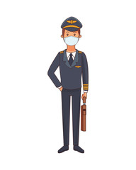 pilot worker profession using face mask