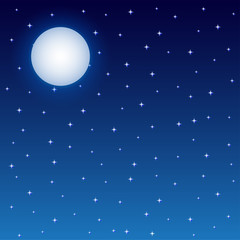Obraz na płótnie Canvas Full Moon and Starry Night Sky Square Background
