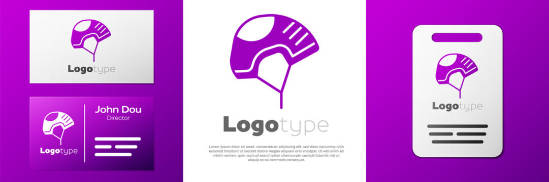 Logotype Helmet icon isolated on white background. Extreme sport. Sport equipment. Logo design template element. Vector Illustration
