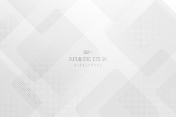 Abstract trendy technology template of white square artwork with halftone design background. illustration vector eps10