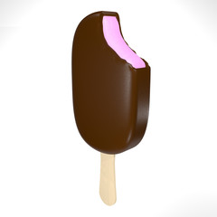 Strawberry cream bar dipped in crispy chocolate coating, 3D rendering