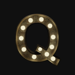 Metal letter Q with lamps