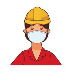 female architect worker profession using face mask